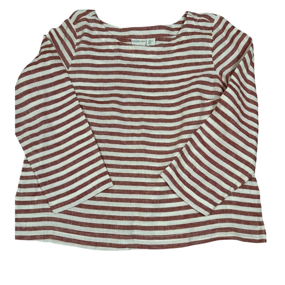 Rachel Zoe Womens Size XL Linen Stripe Lagenlook Blouse